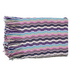 Missoni Women's Wool Zig-Zag Scarf Shawl Sarong Wrap White Purple Black